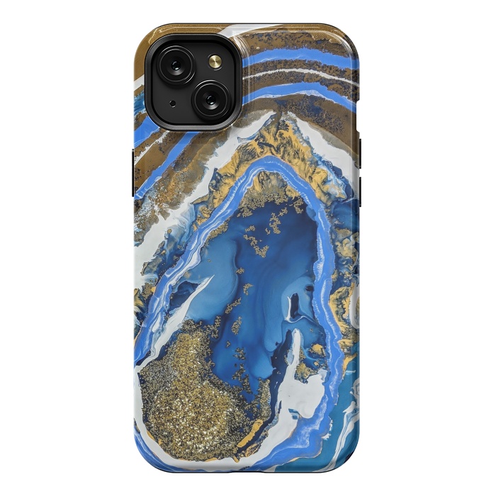 iPhone 15 Plus StrongFit Gold and blue geode  by Winston
