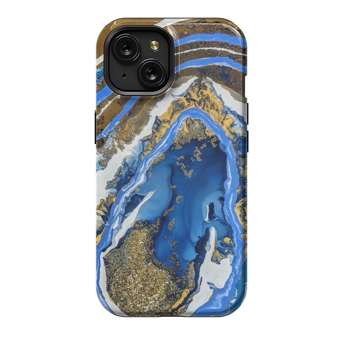 iPhone 15 StrongFit Gold and blue geode  by Winston
