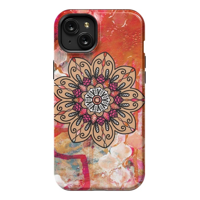 iPhone 15 Plus StrongFit Red mandala  by Winston
