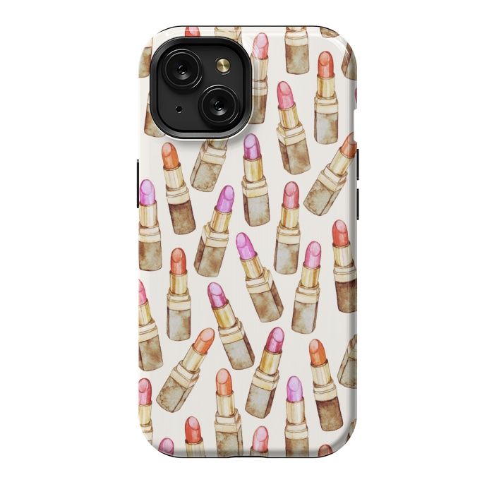 iPhone 15 StrongFit Lots of Little Golden Lipsticks by Micklyn Le Feuvre