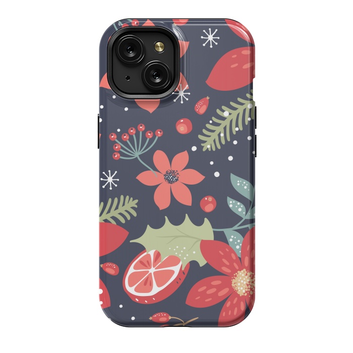 iPhone 15 StrongFit Floral Seamless Pattern for Christmas by ArtsCase