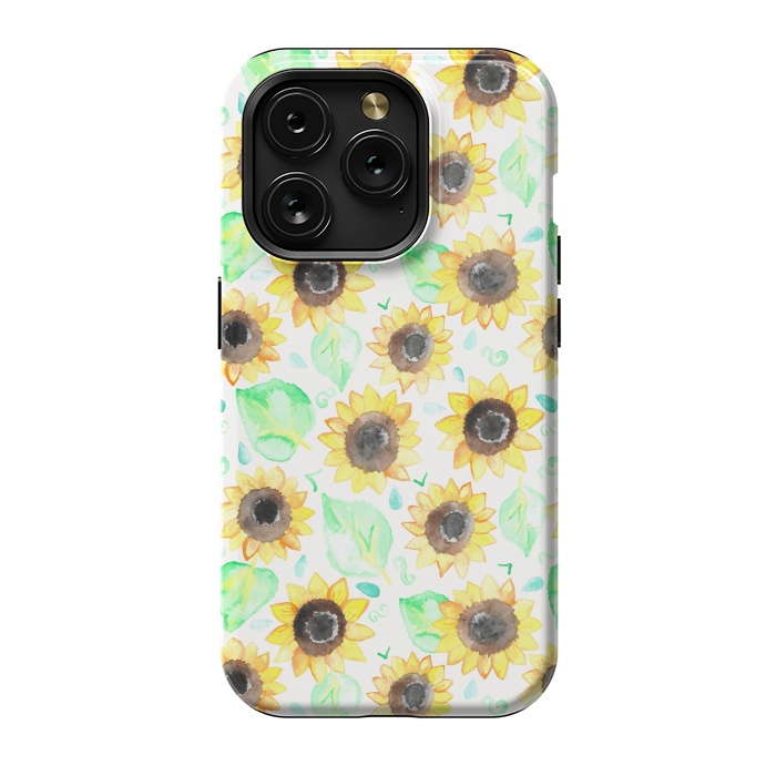 iPhone 15 Pro StrongFit Cheerful Watercolor Sunflowers by Tangerine-Tane