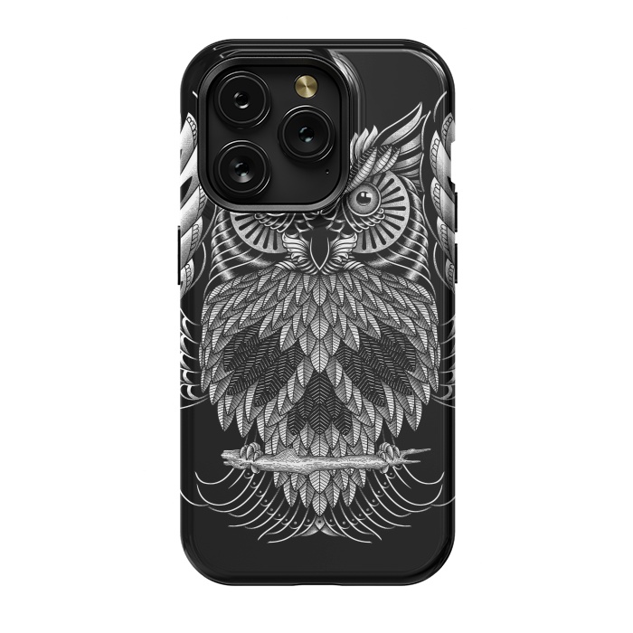 iPhone 15 Pro StrongFit Owl Skull Ornate (Dark) by Afif Quilimo