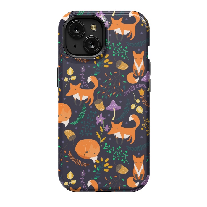 iPhone 15 StrongFit Cute foxes by Julia Badeeva