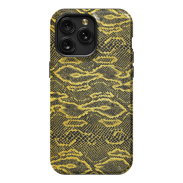 iPhone 15 Pro Max StrongFit Black and Gold Snake Skin I by Art Design Works