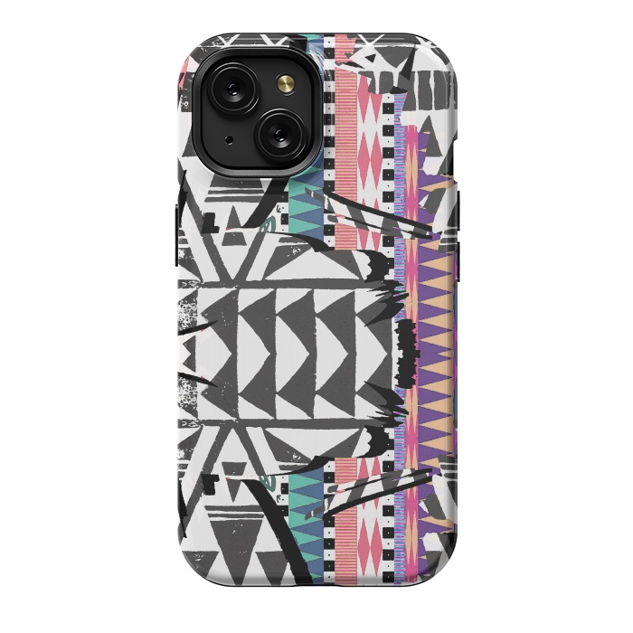 iPhone 15 StrongFit Colourful African inspired ethnic print by Oana 