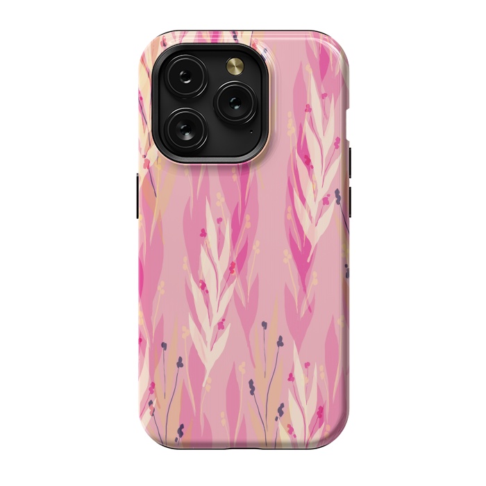 iPhone 15 Pro StrongFit pink leaf pattern by MALLIKA