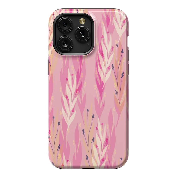 iPhone 15 Pro Max StrongFit pink leaf pattern by MALLIKA