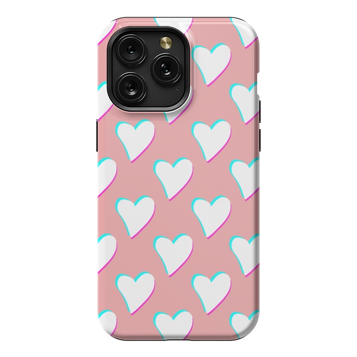 iPhone 15 Pro Max StrongFit Retro Pink Hearts by Julie Erin Designs