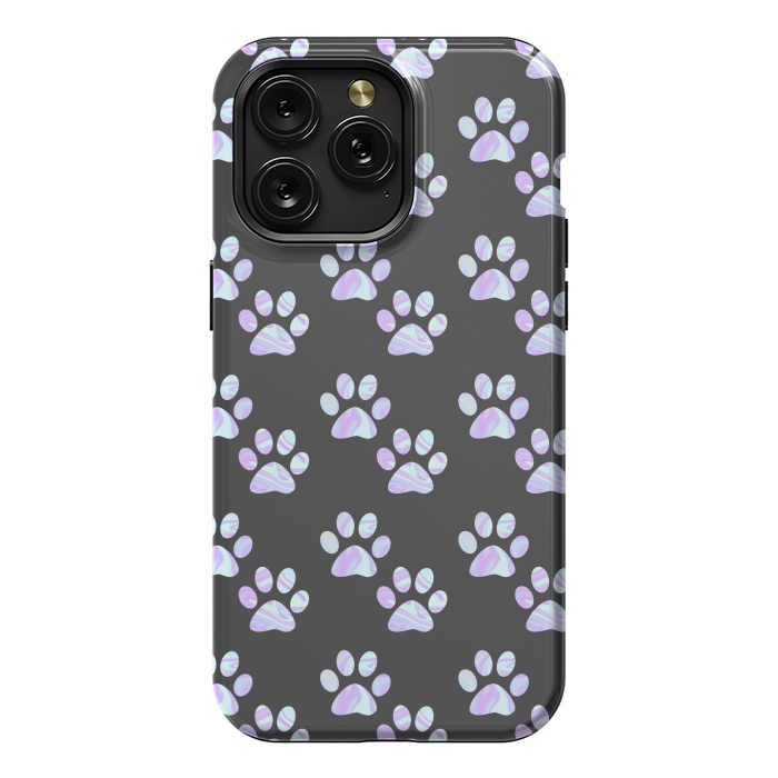 iPhone 15 Pro Max StrongFit Pastel Paw Prints Pattern by Julie Erin Designs