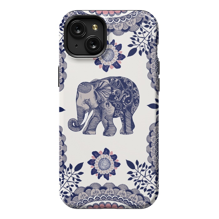 iPhone 15 Plus StrongFit Floral Elephant by Rose Halsey