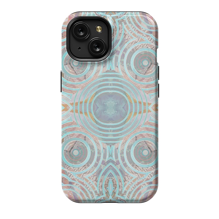 iPhone 15 StrongFit Pastel playful African inspired circle sketch pattern by Oana 