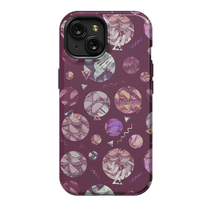 iPhone 15 StrongFit Pop art geo circles and watermelon pattern by Oana 