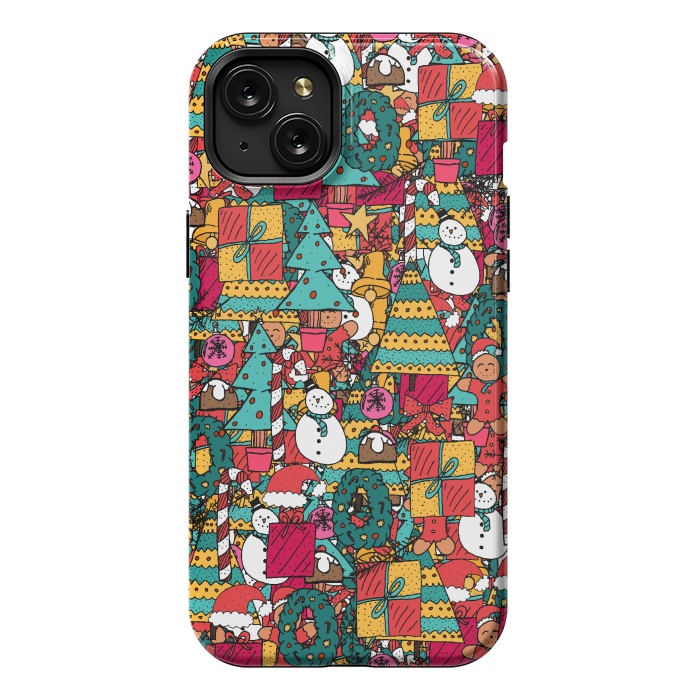 iPhone 15 Plus StrongFit Festive Christmas Pattern by Steve Wade (Swade)