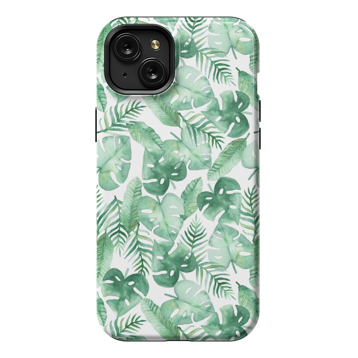iPhone 15 Plus StrongFit Tropical Jungle on White by Tangerine-Tane