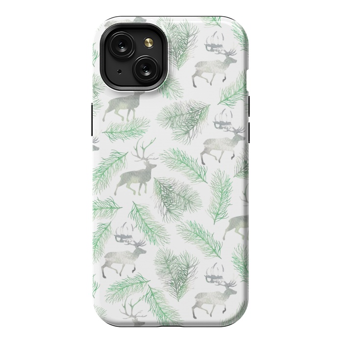 iPhone 15 Plus StrongFit Deer and pine branches by Julia Badeeva