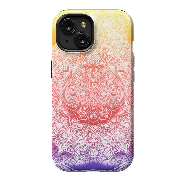 iPhone 15 StrongFit Vibrant rainbow mandala by Oana 