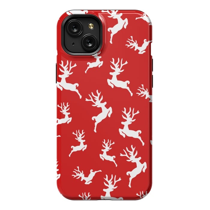 iPhone 15 Plus StrongFit white christmas deer by MALLIKA
