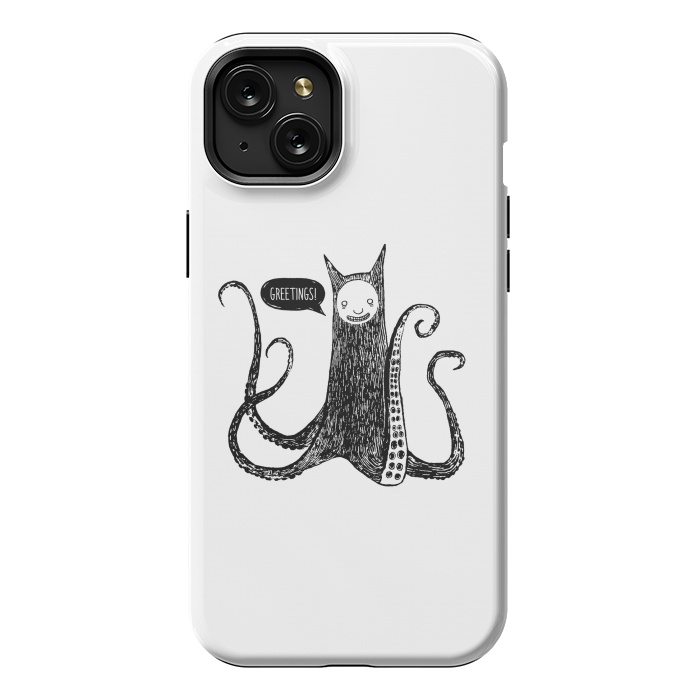 iPhone 15 Plus StrongFit Greetings from the kraken cat by Laura Nagel