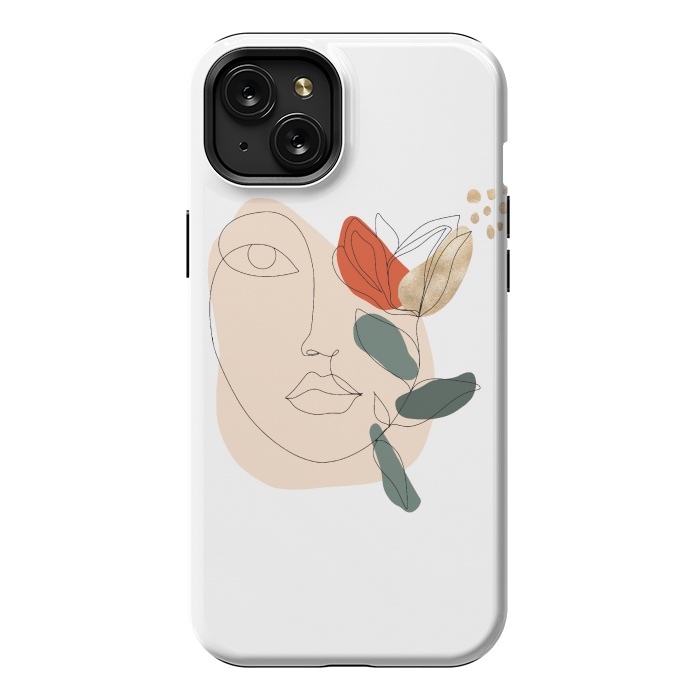 iPhone 15 Plus StrongFit Lineart Face Floral  by DaDo ART
