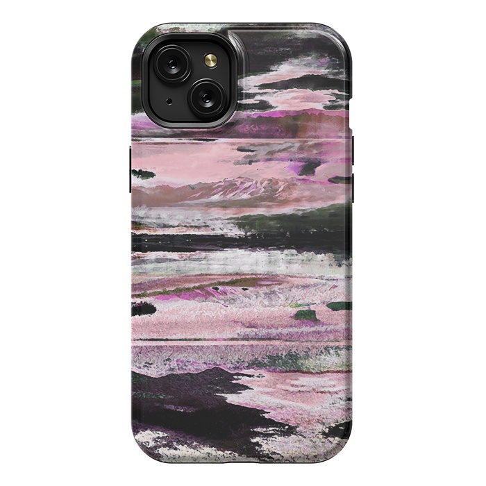 iPhone 15 Plus StrongFit Faded pink mountain sunset landscape by Oana 