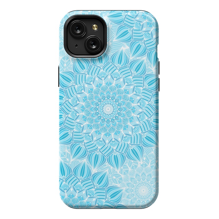 iPhone 15 Plus StrongFit Skyblue mandalas by Jms