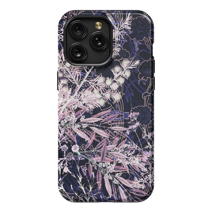 iPhone 15 Pro Max StrongFit Pink purple botanical illustration by Oana 