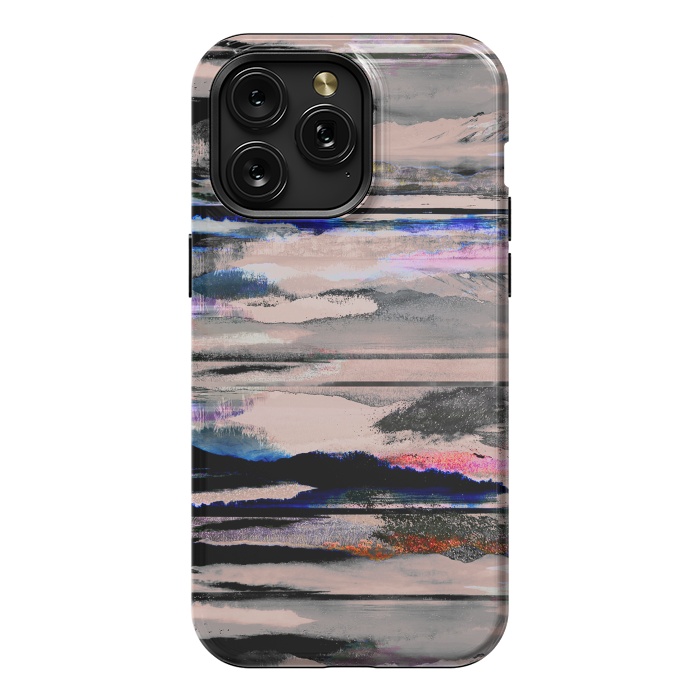 iPhone 15 Pro Max StrongFit Mountain landscape brushed painted pattern by Oana 