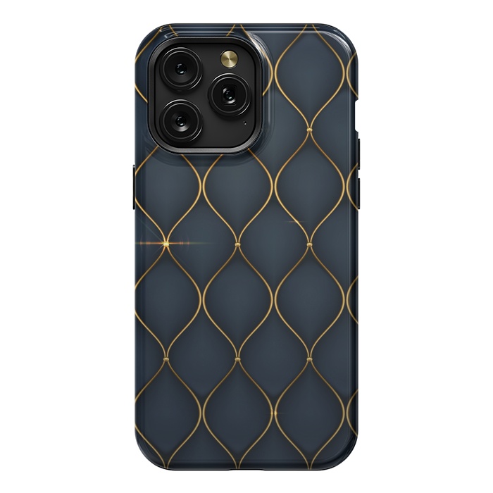 iPhone 15 Pro Max StrongFit blue golden lines pattern 2 by MALLIKA