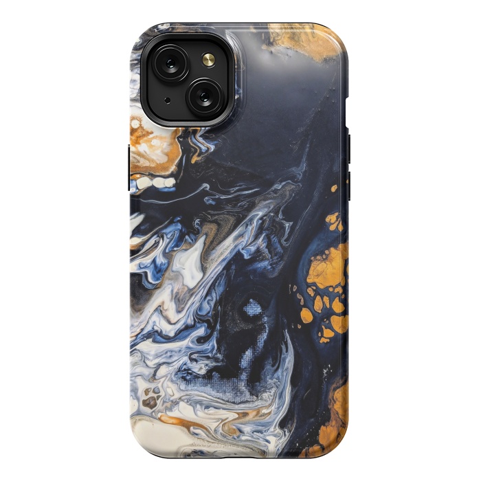 iPhone 15 Plus StrongFit Black and golden abstract painting  by Winston