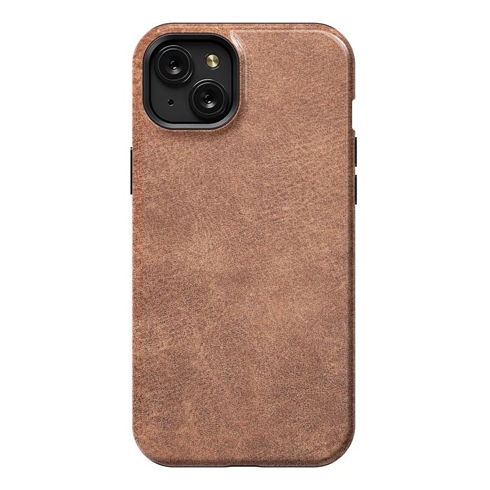 iPhone 15 Plus StrongFit Brown leather texture  by Winston