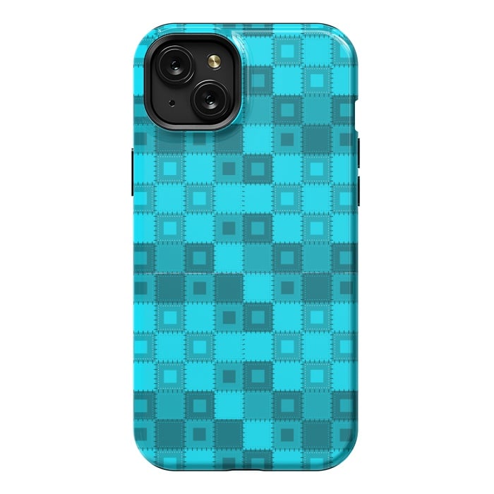 iPhone 15 Plus StrongFit blue patchwork by MALLIKA