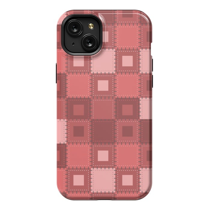 iPhone 15 Plus StrongFit RED WHITE PATCHWORK by MALLIKA