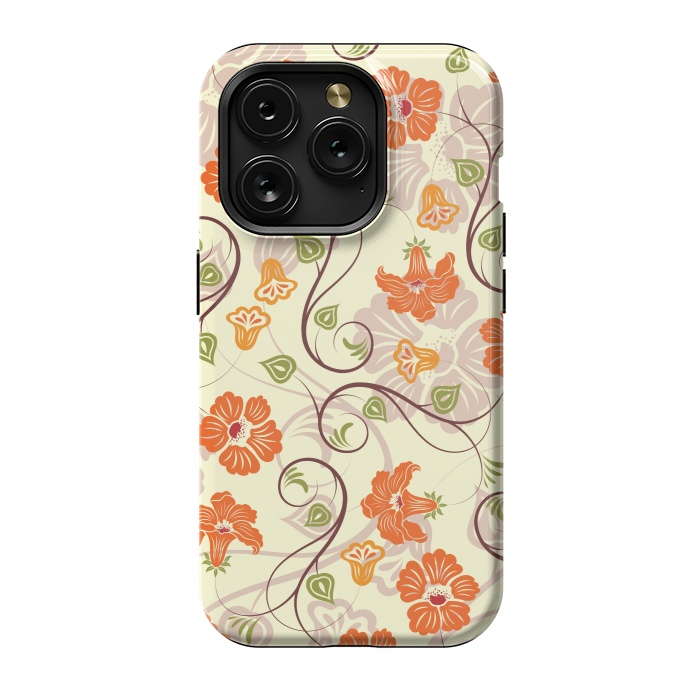 iPhone 15 Pro StrongFit ORANGE TULIPS PATTERN 2 by MALLIKA