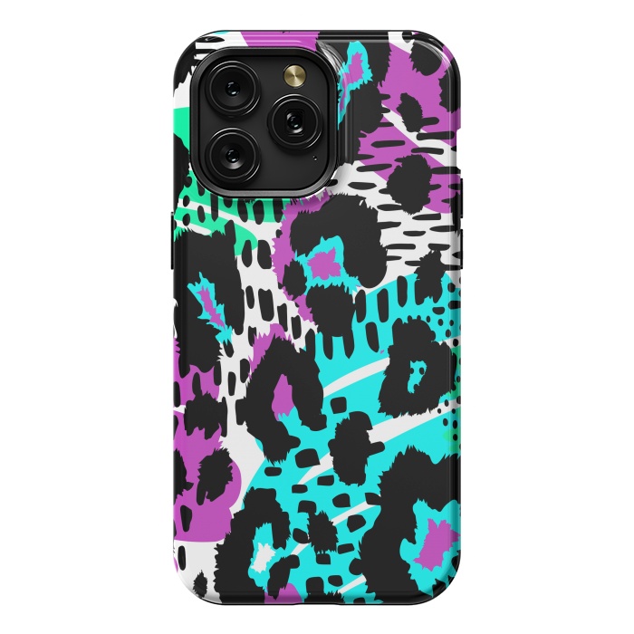 iPhone 15 Pro Max StrongFit PURPLE TEAL ANIMAL PRINT by haroulita