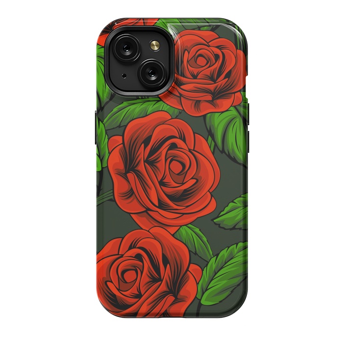 iPhone 15 StrongFit red roses by haroulita