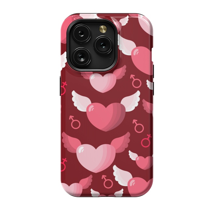 iPhone 15 Pro StrongFit HEARTS FEATHERS PATTERN by MALLIKA