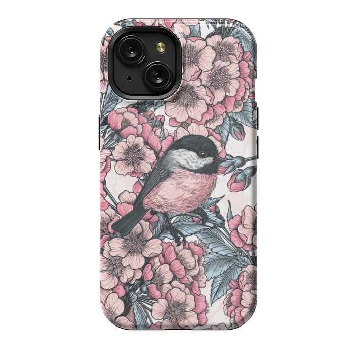 iPhone 15 StrongFit Chickadee garden by Katerina Kirilova