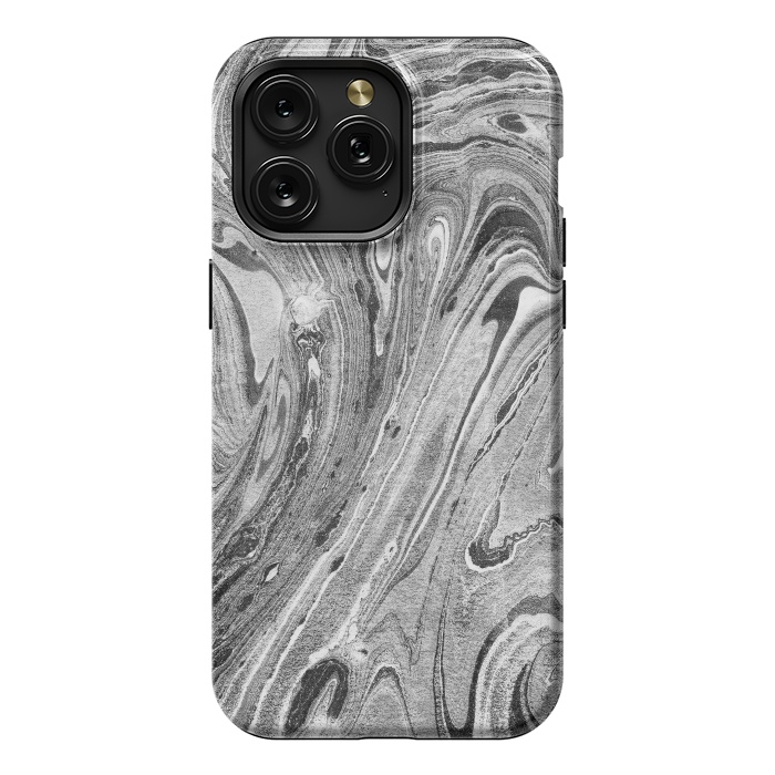 iPhone 15 Pro Max StrongFit Monochrome liquid marble art swirls by Oana 