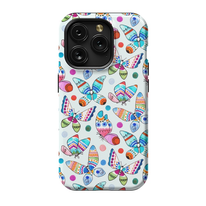 iPhone 15 Pro StrongFit Jewel Tone Watercolor Butterflies  by Tigatiga