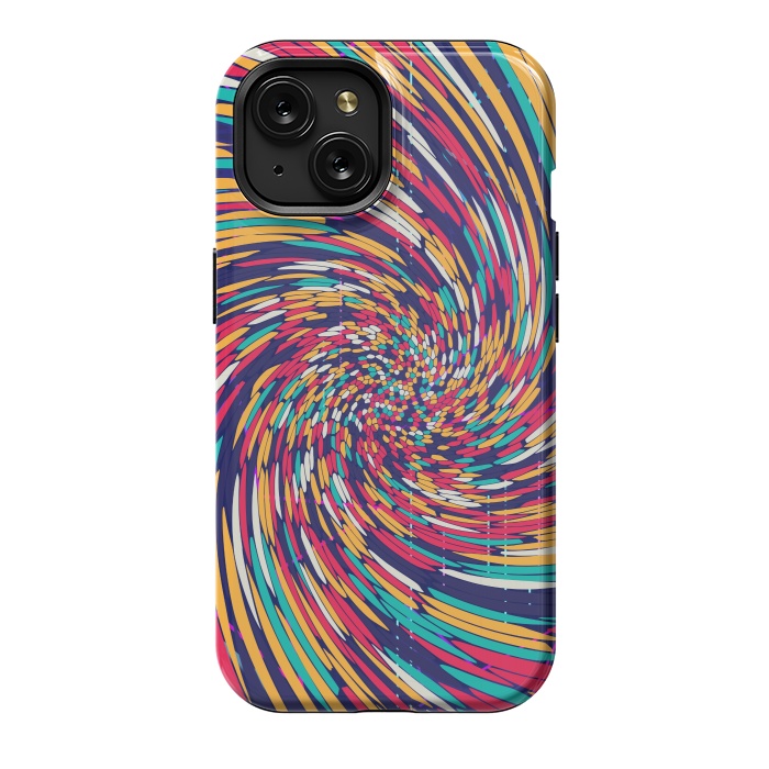 iPhone 15 StrongFit multi colour spiral print 2 by MALLIKA