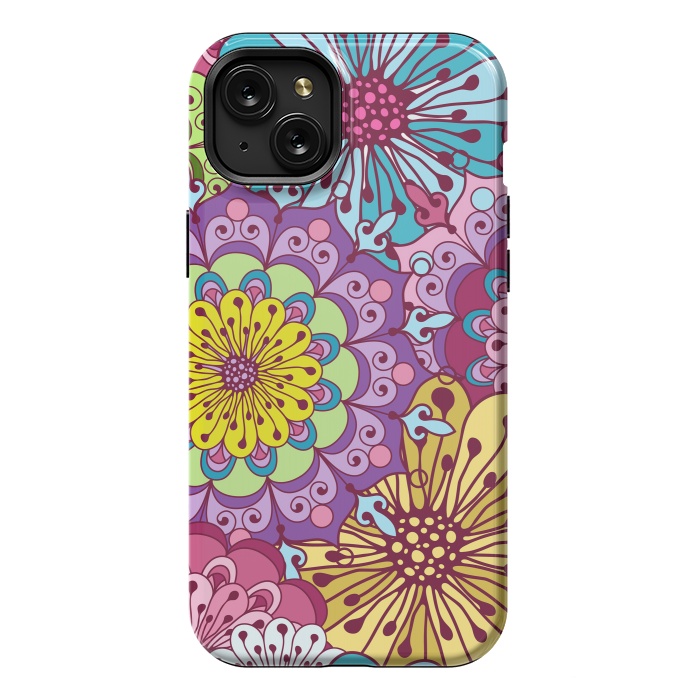 iPhone 15 Plus StrongFit Brightly Colored Flowers by ArtsCase