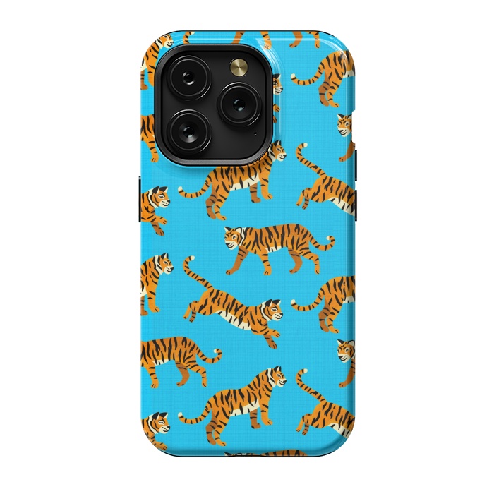 iPhone 15 Pro StrongFit Bangel Tigers - Electric Blue  by Tigatiga