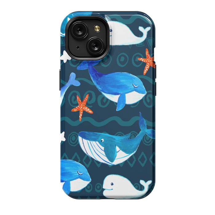 iPhone 15 StrongFit watercolor whales by haroulita