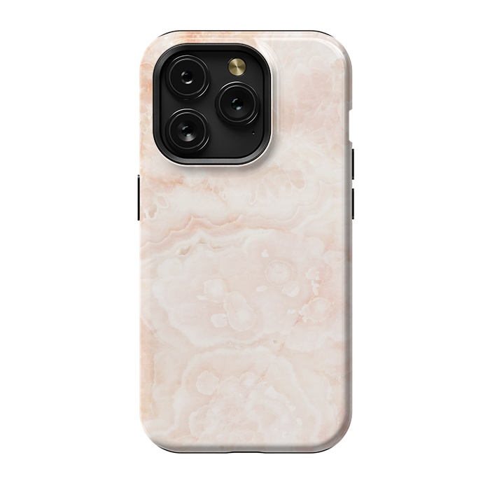 iPhone 15 Pro StrongFit Pastel peach beige marble by Oana 