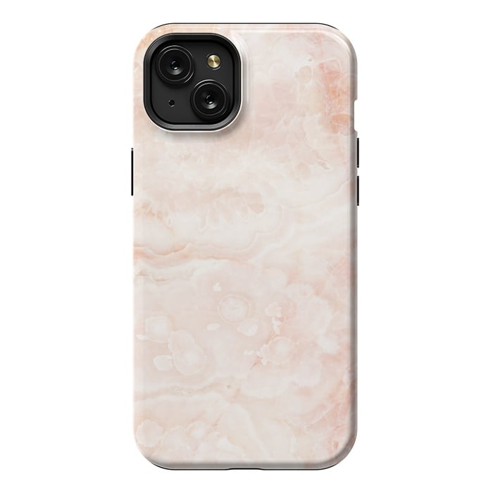 iPhone 15 Plus StrongFit Pastel peach beige marble by Oana 
