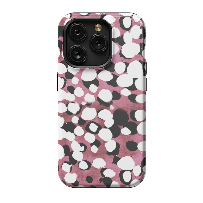 iPhone 15 Pro StrongFit Ink spots on metallic pink stone by Oana 