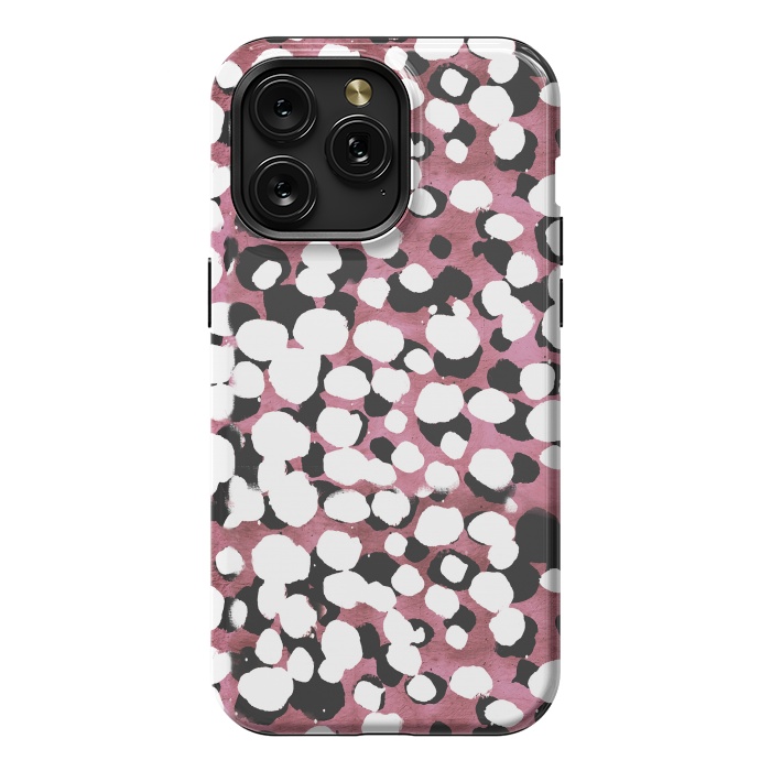 iPhone 15 Pro Max StrongFit Ink spots on metallic pink stone by Oana 