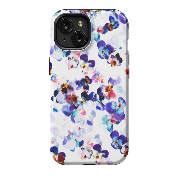 iPhone 15 StrongFit Blue purple pansy petals by Oana 