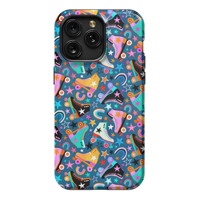 iPhone 15 Pro Max StrongFit Retro Rainbow Roller Skates and Stars by Micklyn Le Feuvre